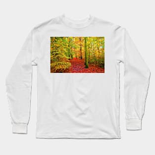 Autumn Woodland with Artistic Texture Long Sleeve T-Shirt